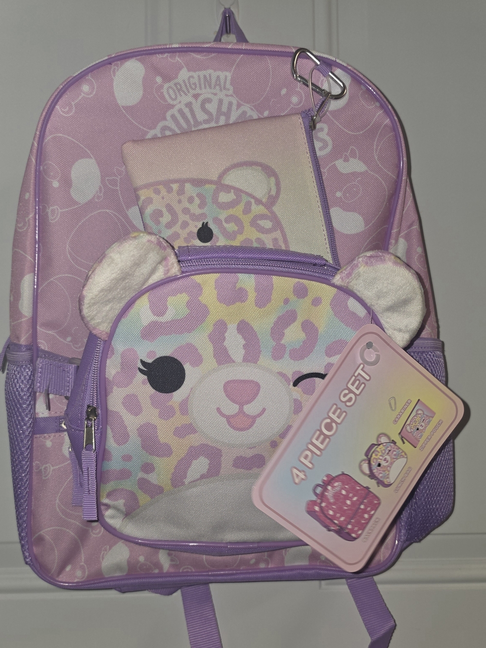 Squishmallows Kids Backpack Set - Purple, Pink, Pastel Yellow, Pastel Blue